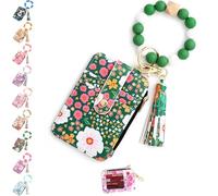 Générique Women's Boho Beaded Wallet, GetoverFinish Women's Boho Style Beaded & Tassel Decorated Keychain for Women with Flower Pattern Wallet (Type-F)
