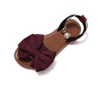Générique Women's Bow Flat Sandals, Open Toe Slip-On Ankle Strap Summer Dressy Shoes for Party, Wedding, Beach (burgundy,36)