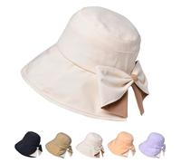 Générique Women's Bowknot Wide Brim Sun Protective Hat - Packable Summer Beach Hat with UV Protection, Breathable & Stylish (Beige)