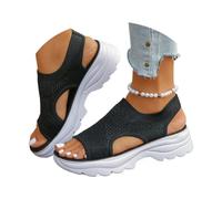 Générique Women's Breathable Mesh Platform Sandals, 2026 Open Toe Lightweight Breathable Mesh Summer Travel Casual Beach Outdoor (Black,38)