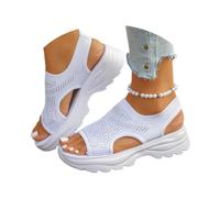 Générique Women's Breathable Mesh Platform Sandals, 2026 Open Toe Lightweight Breathable Mesh Summer Travel Casual Beach Outdoor (White,37)