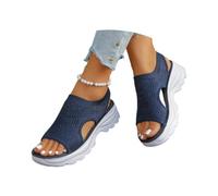 Générique Women's Breathable Mesh Platform Sandals, 2026 Open Toe Lightweight Breathable Mesh Summer Travel Casual Beach Outdoor (Blue,40)