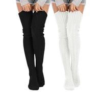 Générique Women's Cable Knitted Boot Socks,Warm Thickened Long Thigh High Socks,Fashion Winter Long Over Knee Leg Chunky Stockings
