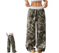 Générique Women's Camo Pants Elastic Waist Maple Leaf Print Sweatpants Baggy Wide Leg Pants High Waisted Streetwear Y2k Trousers (Multicolor 02,Grand)