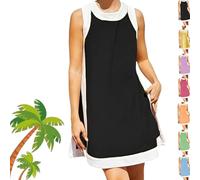 Générique Women's Casual Color Block Sleeveless Tops Matching Shorts Set with Pockets, 2025 Summer Crewneck Pullover 2 Piece Sets (Black,XXL)