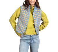 Générique Womens Checkered Sherpa Vest,Sleeveless Winter Fuzzy Jacket,High Neck Zip Up Plaid Gilet with Chest Pocket