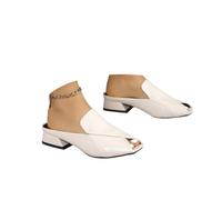 Générique Women's Chic & Comfy Solid Color Slip-On Sandals, Elegant Chunky Heel Slides Square Toe Mules for Women Low Heel Sandals (beige,41)