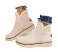 Générique Women's Classic Slip Resistant Ankle Snow Boots - Fleece Lined Slip-On Winter Booties, Water Resistant Warm Casual Shoes (White,43)