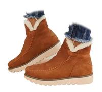 Générique Women's Classic Slip Resistant Ankle Snow Boots - Fleece Lined Slip-On Winter Booties, Water Resistant Warm Casual Shoes (Brown,38)