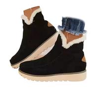 Générique Women's Classic Slip Resistant Ankle Snow Boots - Fleece Lined Slip-On Winter Booties, Water Resistant Warm Casual Shoes (Black,40)