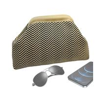 Générique Women's Clutch Handbag | Nylon Polyester Crochet Craft 30x9x20cm Lightweight 220g Woven Construction | Dumpling Shape Triangular Striped Texture Wrist Carry Purse | Summer Beach Leisure