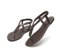 Générique Women's Comfortable Breathable Flat Sandals, Open Toe Thong Casual Summer Slide Flip Flops for Walking Beach Vacation, Women's Dress & Flat Sandals, Lightweight Slip On (Coffee,41)