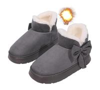 Générique Women's Comfortable Winter Warm Slip On Orthopedic Short Boots, Winter Bow Plush Snow Ankle Boots for Outdoor Walking (Gray,40)