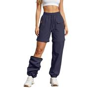 Générique Womens Convertible Hiking Trousers Zip Off Long Shorts Waterproof Outdoor Pants Elastic Cuff Trekking Travel Camping Walking Adventure Daily Wear, 01-Navy, XXL
