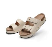 Générique Women's Cork Platform Sandals, Flatform Slides Footbed Slippers, Fashionable Thick Soled Mats, Comfortable Dressy Summer Casual Walking Wedges, Open Toe Beach Shoes (Beige,42)