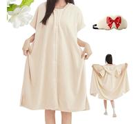 Générique Women's Cosy Hooded Textured Grid Bathrobe, New Plush Hooded Robes for Women, Soft and Quick-Drying (White)