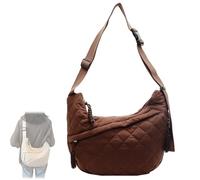 Générique Women's Crescent Puffer Tote Bag, Puffy Cotton Crossbody Bag, Lightweight Quilted Nylon Shoulder Bag Casual Crossbody Purse (brown)