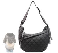 Générique Women's Crescent Puffer Tote Bag, Puffy Cotton Crossbody Bag, Lightweight Quilted Nylon Shoulder Bag Casual Crossbody Purse (gray)
