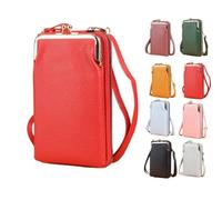 Générique Women's Crossbody Wallet with Cell Phone Pocket Sling Cross-Body Wallet Stylish PU Leather Crossbody Phone Purse (Red)
