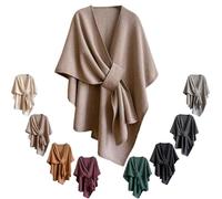 Générique Women'S Elegant Shawl Wraps,Soft Open Front Poncho Sweater For Spring Fall Winter,Warm Outerwear,Indoor,Office Wear,Stylish (Camel)