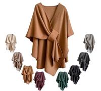 Générique Women'S Elegant Shawl Wraps,Soft Open Front Poncho Sweater For Spring Fall Winter,Warm Outerwear,Indoor,Office Wear,Stylish (Brown)