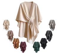 Générique Women'S Elegant Shawl Wraps,Soft Open Front Poncho Sweater For Spring Fall Winter,Warm Outerwear,Indoor,Office Wear,Stylish (Beige)
