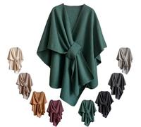 Générique Women'S Elegant Shawl Wraps,Soft Open Front Poncho Sweater For Spring Fall Winter,Warm Outerwear,Indoor,Office Wear,Stylish (Green)