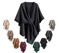 Générique Women'S Elegant Shawl Wraps,Soft Open Front Poncho Sweater For Spring Fall Winter,Warm Outerwear,Indoor,Office Wear,Stylish (Black)