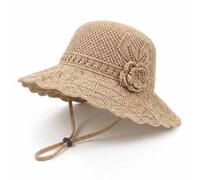 Générique Women's Elegant Woven Straw Bucket Hat for Summer Beach (Khaki)