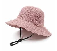 Générique Women's Elegant Woven Straw Bucket Hat for Summer Beach (Pink)