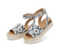 Générique Women's Espadrille Platform Sandals, Open Toe Ankle Strap Wedge, Arch Support Orthotic Wide Width, Comfortable Slip On Beach Shoes, Dressy Summer Casual Walking Slides (Snake Print,37)
