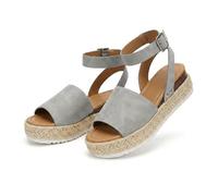 Générique Women's Espadrille Platform Sandals, Open Toe Ankle Strap Wedge, Arch Support Orthotic Wide Width, Comfortable Slip On Beach Shoes, Dressy Summer Casual Walking Slides (Grey,37)