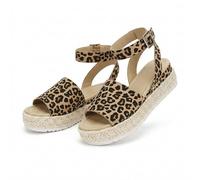 Générique Women's Espadrille Platform Sandals, Open Toe Ankle Strap Wedge, Arch Support Orthotic Wide Width, Comfortable Slip On Beach Shoes, Dressy Summer Casual Walking Slides (Leopard Print,36)