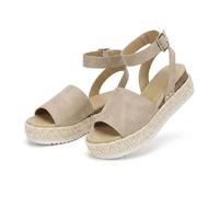 Générique Women's Espadrille Platform Sandals, Open Toe Ankle Strap Wedge, Arch Support Orthotic Wide Width, Comfortable Slip On Beach Shoes, Dressy Summer Casual Walking Slides (Khaki,41)