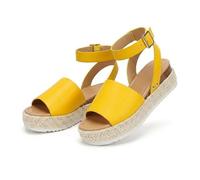 Générique Women's Espadrille Platform Sandals, Open Toe Ankle Strap Wedge, Arch Support Orthotic Wide Width, Comfortable Slip On Beach Shoes, Dressy Summer Casual Walking Slides (Yellow,41)