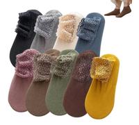 Générique Women's Fashion Lace Warm Socks, Multicolored Ankle Socks with Lace Trim, Non-Slip for Home & Floor Use (9pcs)