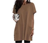 Générique Women's Fashionable Casual Loose Top Brun Clair M