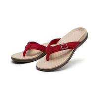 Générique Women's Flip Flops Casual Summer Sandals, Walking Beach Shoes with Arch Support Orthotic for Flat Feet,Orthopedic Heel Pain Relief. (Red,39)