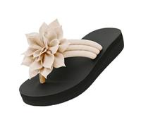 Générique Women's Flip Flops Sandals 2026 Floral Orthopedic Arch Support Thong Sandals Non-Slip Lightweight Beach Flat Sandals Dressy Boho Summer Vacation Walking Shoes Wide Width (beige,41)