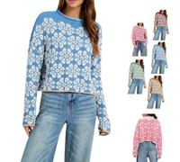 Générique Womens Floral Cropped Sweater Roll Neck Long Sleeve Pullover Tops | Women Floral Pattern Cropped Rolled Neck Sweater,Going Out Tops,for Travel Street Casual Wear