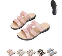 Générique Women's Floral-Embellished Slip On Sandals,Comfortable Dressy Summer Beach Slides Lightweight,Arch Support Sandals (Pink, 38)
