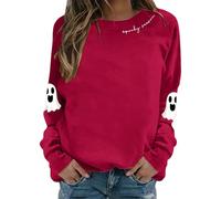 Générique Women's Halloween Sweatshirts Crewneck Sweatshirt Womens Fall Fashion Clothes Light Zip Up Hoodie Women Oversized Sweaters Green Long Sleeve Pullover Tops Red for