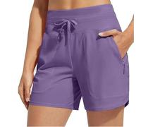 Générique Women's High Waisted Quick Dry Shorts 5"/7" Swim Board & Athletic Workout Running Hiking with Zipper Pockets Drawstring (Purple,11TG)