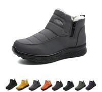 Générique Women's Insulated Snow Boots, Waterproof, Non-Slip & Fur Lined, Comfortable Warm Winter Ankle Boots for Women (Gray,37)