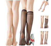 Générique Women's Invisible Stockings Dehorss, Ultra-Thin Sheer Knee-High Socks with Silicone Non-Slip Sole for Women (black+complexion)
