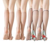 Générique Women's Invisible Stockings Dehorss, Ultra-Thin Sheer Knee-High Socks with Silicone Non-Slip Sole for Women (coffee2pcs+gray2pcs)
