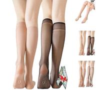 Générique Women's Invisible Stockings Dehorss, Ultra-Thin Sheer Knee-High Socks with Silicone Non-Slip Sole for Women (black+coffee)