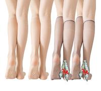 Générique Women's Invisible Stockings Dehorss, Ultra-Thin Sheer Knee-High Socks with Silicone Non-Slip Sole for Women (complexion2pcs+gray2pcs)