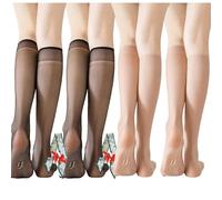 Générique Women's Invisible Stockings Dehorss, Ultra-Thin Sheer Knee-High Socks with Silicone Non-Slip Sole for Women (black2pcs+coffee2pcs)