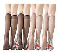 Générique Women's Invisible Stockings Dehorss, Ultra-Thin Sheer Knee-High Socks with Silicone Non-Slip Sole for Women (black2pcs+gray2pcs)